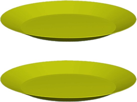 6x stuks ontbijt/diner bordjes hard kunststof 26 cm in het groen. Outdoor servies camping/picknick/verjaardag van $
