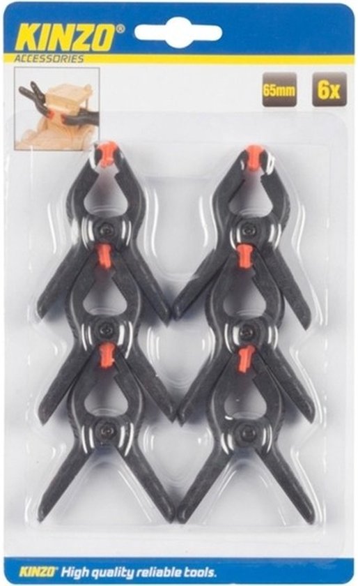 6x stuks zwarte hobby lijmklemmen 65 mm - Marktkraam klemmen/ hobbyklemmen set - Gereedschap/camping van Geredex