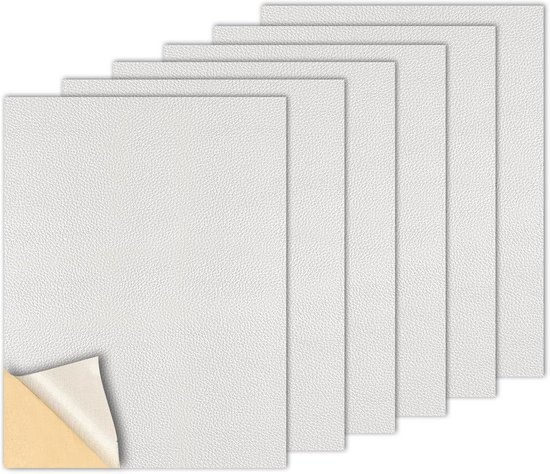 6x Zelfklevende Leren Reparatiesticker Ivoor - Waterdichte Patch voor Bank, Stoel & Kunstleer van Merkloos