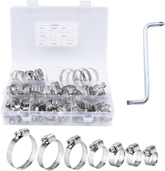 73 Pcs Hose Clamps Adjustable Clamps Made of Stainless Steel 304 6 to 38 mm for Water Hose, Sanitary Ware, Car and - ShopVlot