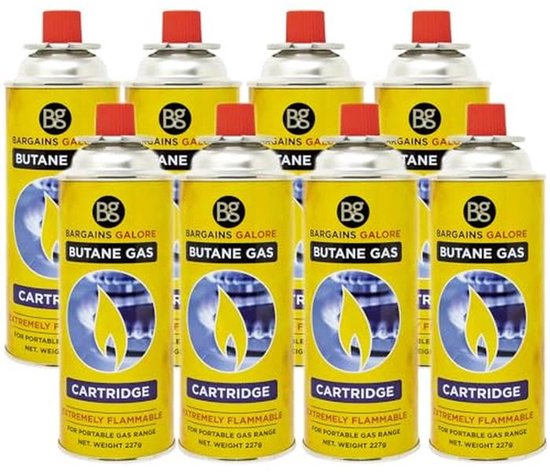 8 Butaangasflessen voor Camping en Buitengebruik - Ideaal voor Verwarming, Fornuis en Grill
