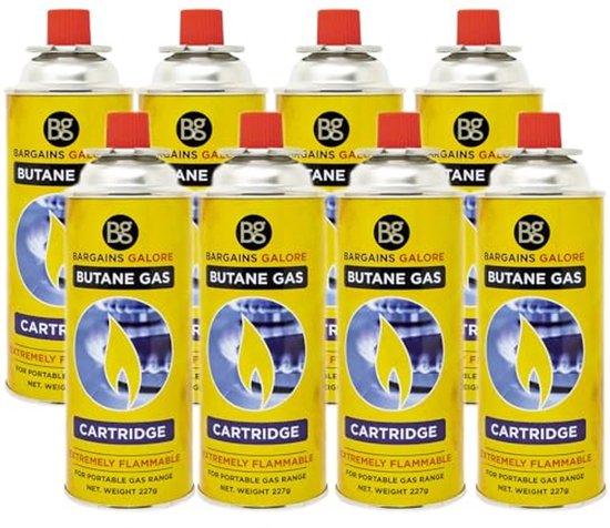 8 Butaangasflessen voor Camping en Buitengebruik - Ideaal voor Verwarming, Fornuis en Grill