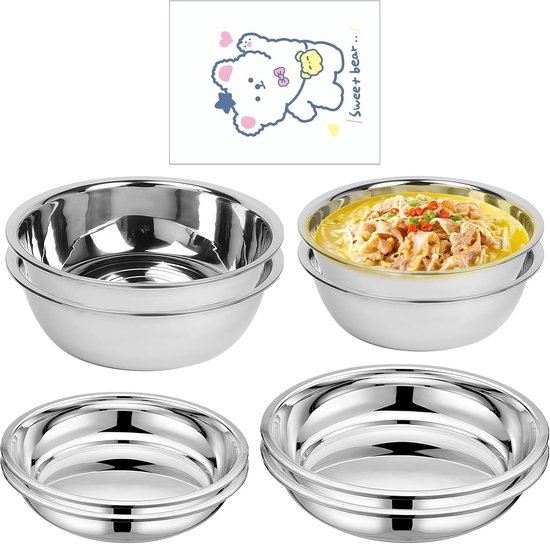 8-delige Camping Servies Set: RVS Borden en Schalen voor Buiten en Keuken