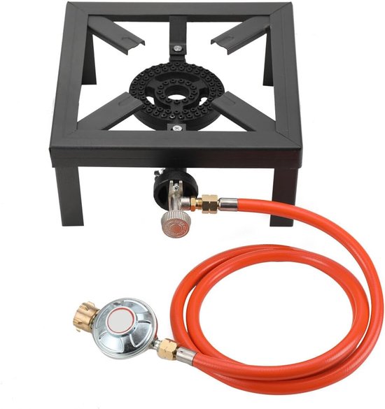 8 KW gasfornuis voor camping en outdoor gebruik – inclusief 1,5 m slang en drukregelaar van Merkloos