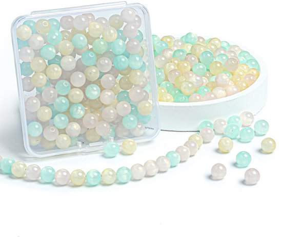 8 mm ronde macaron glazen kralen voor armbanden, 200 stuks, heldere kleuren, veelkleurige kristallen kralen om te rijgen, grote glazen kralen voor kettingen, sieraden, knutselen