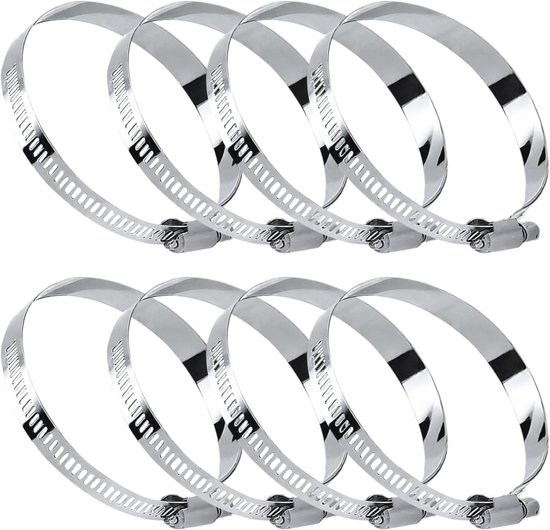 8 Pcs Stainless Steel Hose Clamps 80-100mm Adjustable Hose Clamps Set for Car, Industry and Garden, Stainless Pipe - ShopVlot