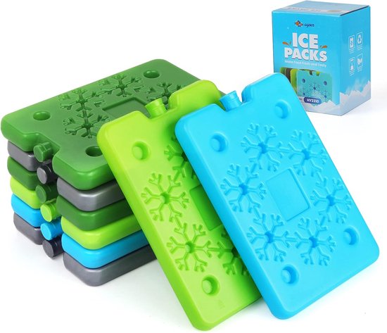 8 stuks Flat Ice Pack - 4 kleuren Snowflake Cool Pack koelelementen voor koeltas en koelbox, ruimtebesparend en ideaal medium koelelement, 200 ml van Ezetil
