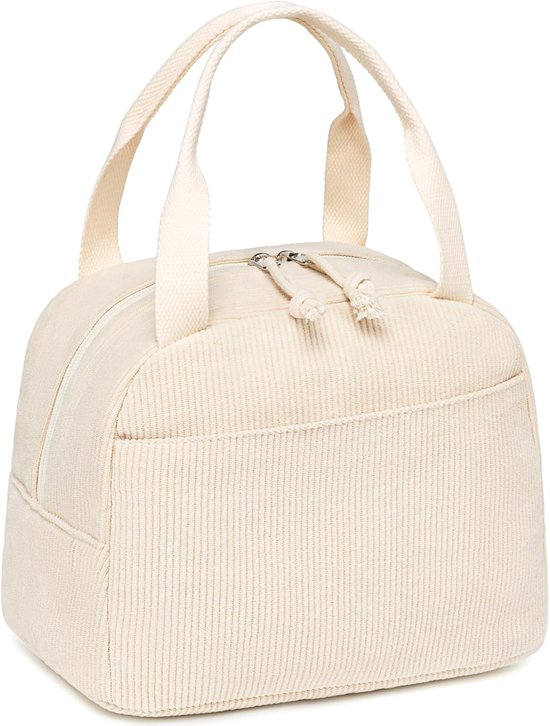 8L Corduroy Lunchtas - Lekvrije geïsoleerde lunchtas - Herbruikbaar - Frisse lunchboxtas - Picknick-/kampeerlunchtas - Beige van SEDEXPEB