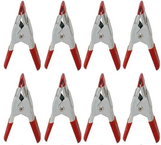 8x Mini zeilklem/zeilclip 5 cm kunststof/staal - Dekzeil klemmen - Camping/outdoor klemmen - Tafelkleedklemmen van Benson