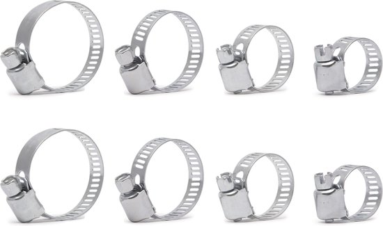 8x Slangenklemmen - Slangenklem 20 tot 40 mm - 2cm t/m 4cm - Set van 8 - Roestvaste Slangklem van Fixsy