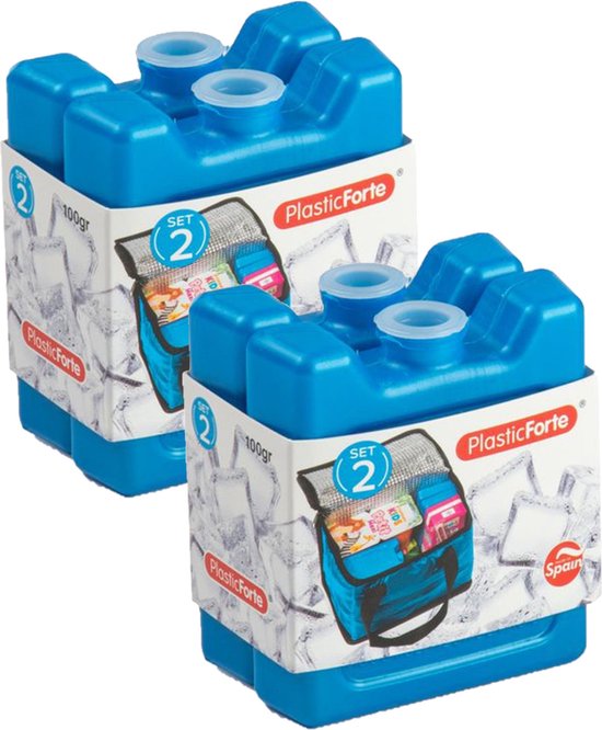 8x stuks 100 grams koelelementen 8 x 7.5 x 2.3 cm kobalt blauw kunststof met sneeuwvlokken print van SportX