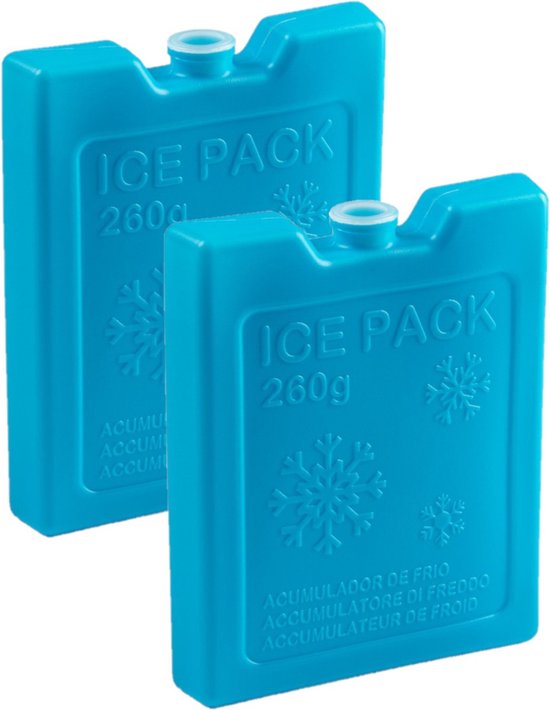 8x stuks 260 grams koelelementen 13 x 10.5 x 2 cm blauw plastic van Wurmi