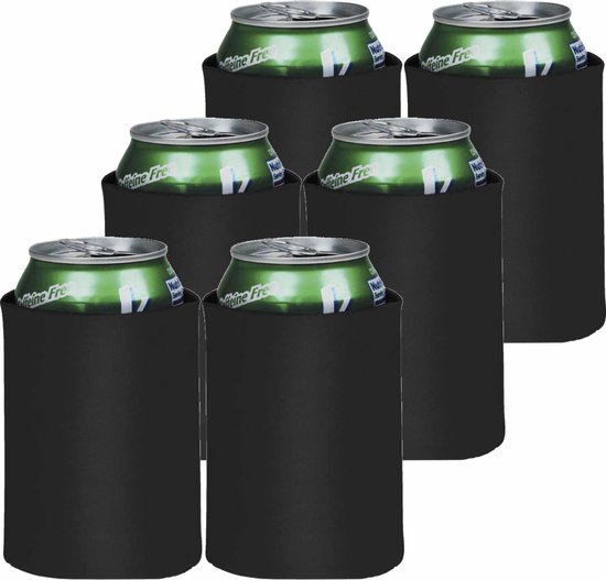 8x Stuks blikjes koeler / koelhoud hoesjes / bierblik hoesjes - zwart - Frisdrank/bier blikjes koel houden van Merkloos