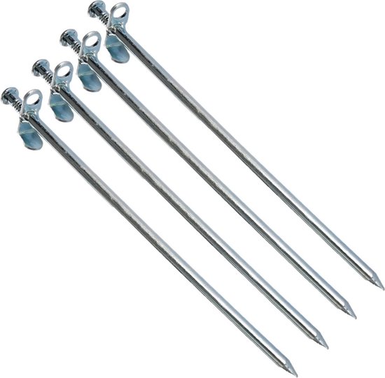 8x stuks grondpennen/tentharingen metaal met open oog 30 cm - Rotspennen - Spijkerharingen van Griffon.