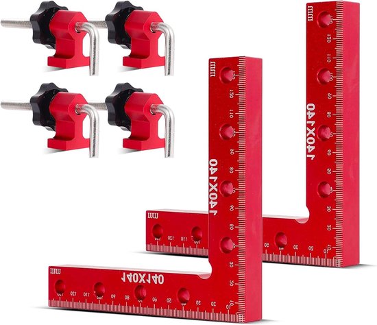 90 graden hoekspanner 14 cm - aluminiumlegering - houtbewerking - fotolijsten - set van 2 van Kinzo