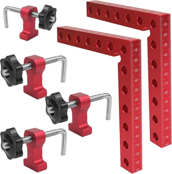 90 graden positionerhoek haakse klemmen - aluminiumlegering - 14 cm rechthoekige klem - timmermanshoek - houtbewerking - doe-het-zelven - handwerk van Poweka