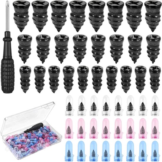 91 stuks Vacuüm Bandenreparatienagel, Rubber Nails met Schroevendraaier, Bandenreparatienagels 3 maten,Tubeless bandenreparatieset voor Auto, Motorfiets, Vrachtwagen, 30 S +30 M+30 L van Merkloos