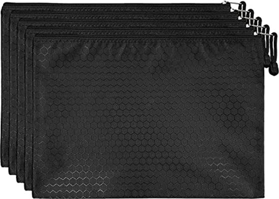 A4 Zipper File Bags - 5 Stuks Waterdichte Opslagzakken voor Documenten, School, Kantoor en Reizen van DELMON VARONE