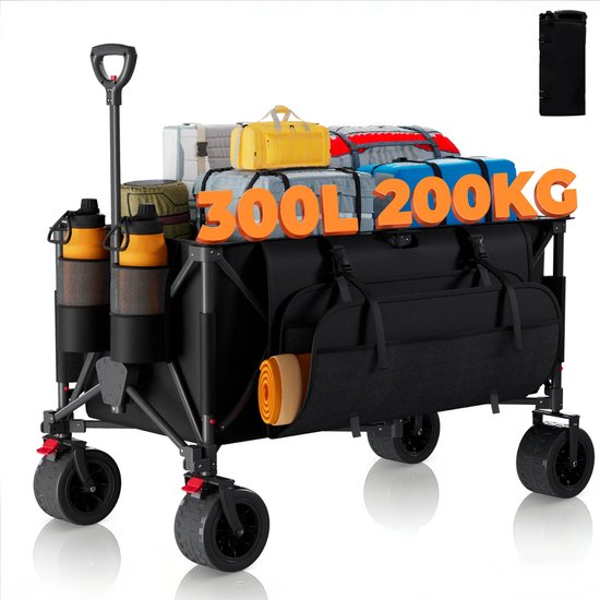 Aafinity 300L opvouwbare kampeerwagen – robuuste kar met een capaciteit van 200 kg en 360° slijtvaste wielen voor caravan