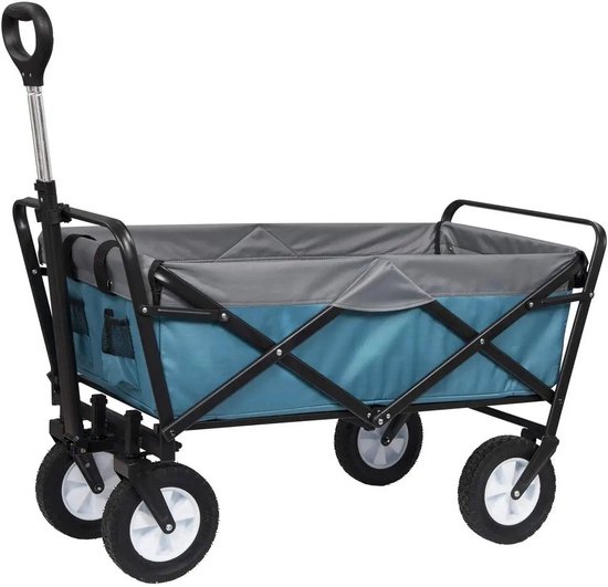 Aafinity Bolderkar - Opvouwbare handkar - Trolley - Handkar om te trekken - Strand - Belasting 80 kg - Lichtblauw en grijs van Aafinity