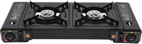 Aafinity Camping Fornuis Gas 2 Pits – Draagbaar Camping Fornuis met Dubbele Brander, Inclusief Opbergkoffer voor Kamperen, Picknick, BBQ en Wandelen van Aafinity