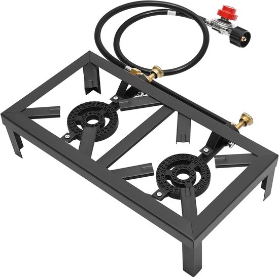Aafinity Noodpakket - Gasfornuis - Gasfornuis camping - Draagbaar - Metaal - 8000W per brander - met regelaarslang en andere benodigde accessoires van Merkloos