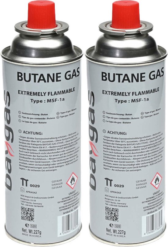 Aansteker gas/butaan gasfles - 2x - 250 ml - voor kooktoestellen/aanstekers van Zibro