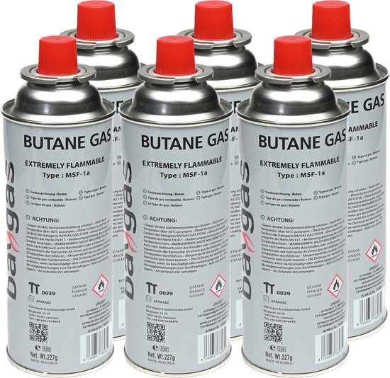 Aansteker gas/butaan gasfles - 6x - 250 ml - voor kooktoestellen/aanstekers van Obelink