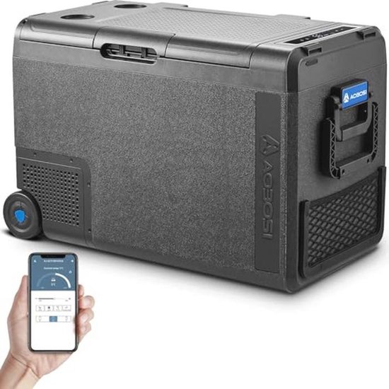 AAOBOSI Compressor Cool Box, 48 L, 12/24 V and 100-240 V, Electric Cool Box, -20 °C to 20 °C, Car Cooler Box with USB Connection, Robust Cool Box, Compressor for Car, Truck, Boat, RV, van Merkloos