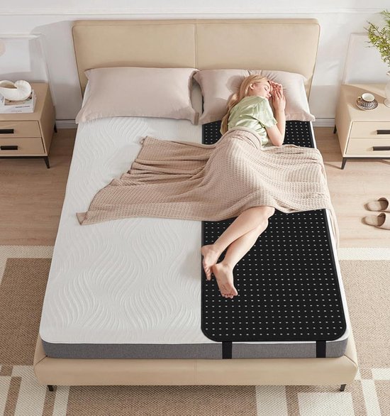 Aardingsmat Bed - Slaapmat Aarding - Verbeteren Slaapkwaliteit - Ademend PU-Koolstof Materiaal - 71 x 198 cm - Zwart van Merkloos