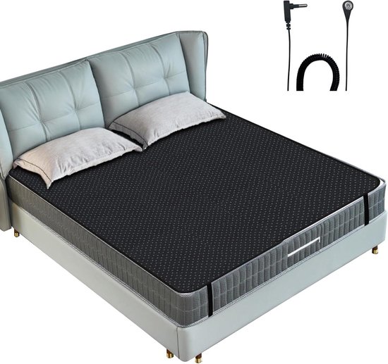 Aardingsmat - Grondmat Slaapkamer - Verbeteren Slaap - Carbon Leer - 137 x 198 cm - Zwart van Merkloos