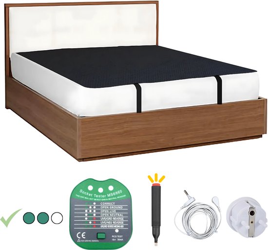 Aardingsmat - Groundingly - Aarding slaapmat - Aarding - Inclusief testpen en stopcontact tester - Earthing - Grounding - 100% vegan leder - (137x185) van Groundingly