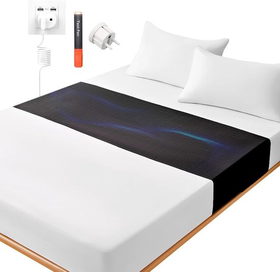 Aardingsmat Slaap - Energieverhoger Bed - Verbeter Slaap - 100% Geleidend - 68 x 198 cm - Zwart