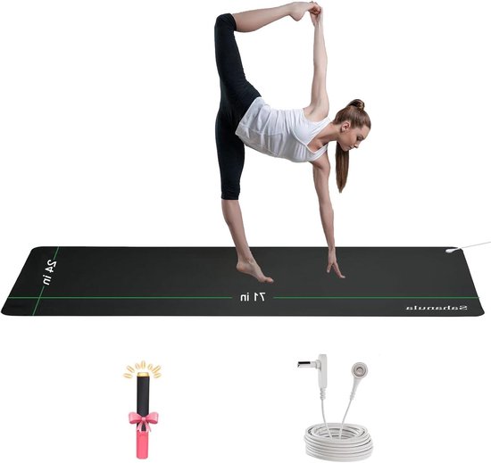 Aardingsmat - Therapie mat Aarding - Verbeteren Slaapkwaliteit - Geleidend Koolstofleer - 61 x 180 cm - Zwart van Merkloos