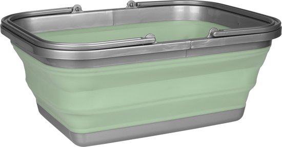 Abbey Camp Afwasteil Opvouwbaar - 16 Liter - Groen/Grijs van Merkloos