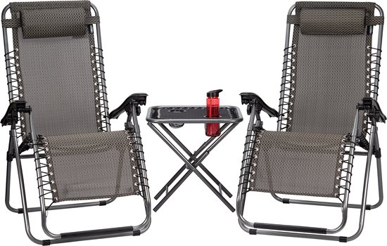 Abbey Camp - Campingstoel - Terras Set 3-delig - Antraciet van Abbey Camp