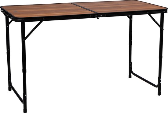 Abbey Camp Campingtafel 120x60 cm Opvouwbaar - Verstelbaar 54-69 cm - Bruin