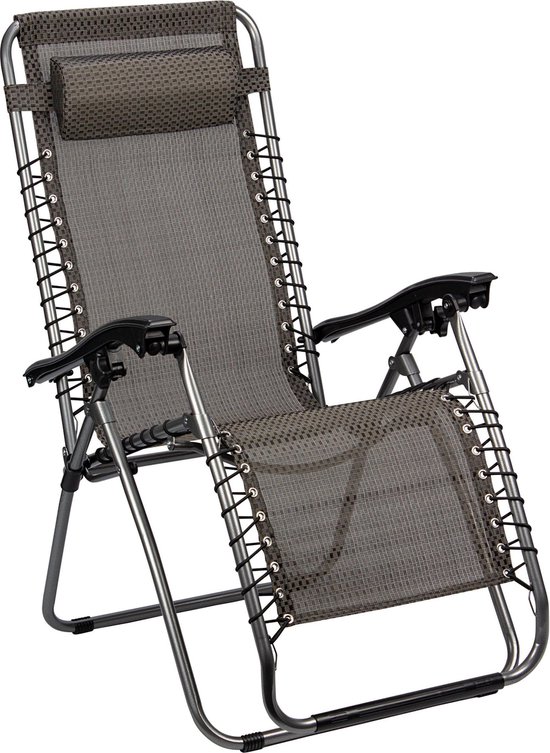Abbey Camp Relaxstoel - Verstelbaar - Inklapbaar - Grijs - Antraciet van Abbey Camp