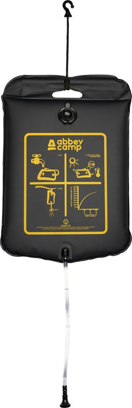 Abbey Camp - Solar Camping Douche - 20 Liter - Incl Thermometer - Zwart van Abbey Camp