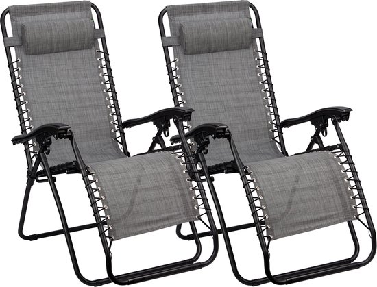 Abbey Campingstoel - Chaise Longue IV - Set van 2 - Grijs van Abbey Camp