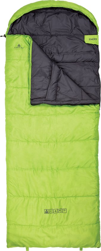 ACAMP EMERY Deken Slaapzak met capuchon 220 x 85 cm LIME Groen 1800 Gram PFC-Vrij van ACAMP