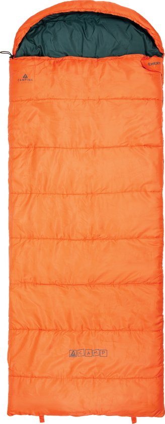 ACAMP EMERY Deken Slaapzak met capuchon 220 x 85 cm Oranje 1800 Gram PFC-Vrij van ACAMP