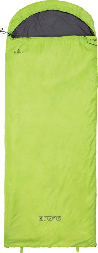 ACAMP FINLEY Lichtgewicht Deken Slaapzak met capuchon 220 x 85 cm LIME Groen 850 Gram PFC-Vrij van ACAMP