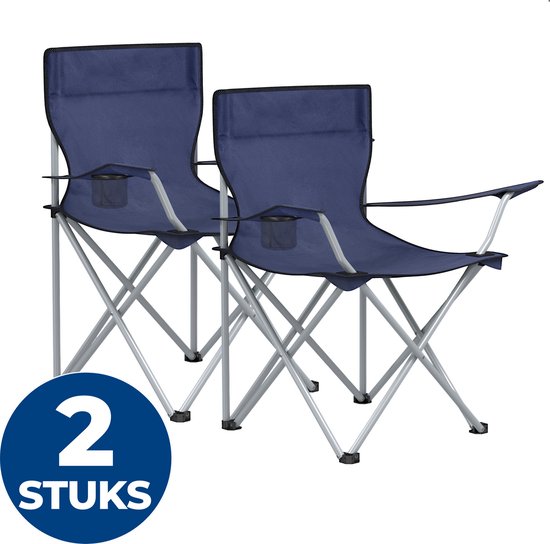 ACAZA Campingstoel - Campingstoelen Set van 2 - Strandstoel - BASIC - Draagvermogen 120 kg - Klapstoel - Kampeerstoel - Vouwstoel - Camping - Strandstoel Opvouwbaar - Visstoel - Klapstoelen - Festival Stoel - Blauw van Merkloos