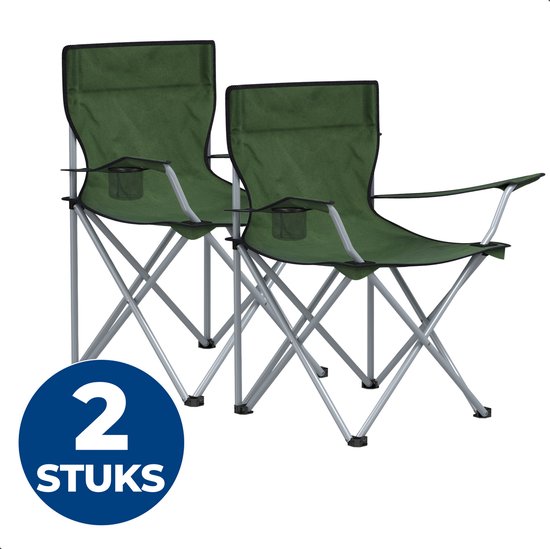ACAZA Campingstoel - Campingstoelen Set van 2 - Strandstoel - Draagvermogen 120 kg - Klapstoel - Kampeerstoel - Vouwstoel - Camping - Strandstoel Opvouwbaar - Kamperen - Visstoel - Klapstoelen - Groen van ACAZA