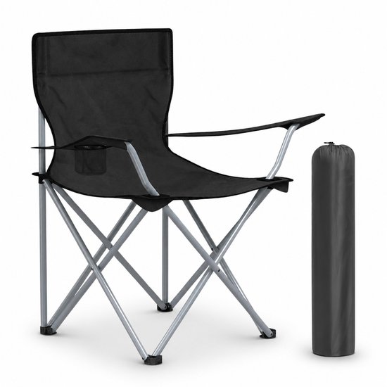 ACAZA Campingstoel - Strandstoel - BASIC - Draagvermogen 120 kg - Klapstoel - Kampeerstoel - Vouwstoel - Camping - Strandstoel Opvouwbaar - Visstoel - Klapstoelen - Festival Stoel - Zwart