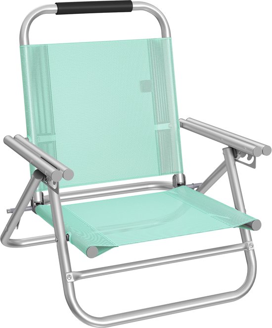 ACAZA Strandstoel - Campingstoel - Inklapbaar - 150KG Draagkracht - 4 Standen - Heel Stevig - Tuinstoel - Mintgroen van Merkloos