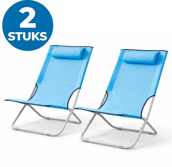 ACAZA Strandstoelen - Campingstoelen - Set van 2 - Inklapbaar en Opvouwbaar - 120KG Draagkracht - Heel Stevig - Aquablauw van Merkloos