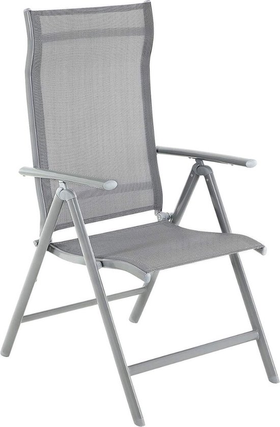 ACAZA Tuinstoel - Strandstoel - Vouwstoel voor Terras/Tuin/Camping - Opbouwbaar - Klapstoel - Campingstoel - Verstelbare Rugleuning - 150KG Draagvermogen - Lichtgrijs