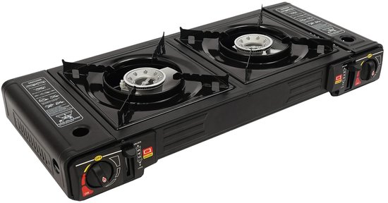 ACEP Draagbare Camping Kookplaat - 2 x 2500W - Campingaz - Campingkooktoestellen - 2 Branders - Automatische ontsteking Campingbrander LPG - Draagbaar gasfornuis van Merkloos